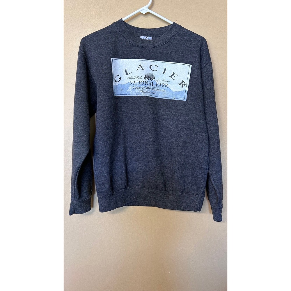 Prairie Mountain Glacier National Park Bear Sweatshirt Charcoal Grey Small